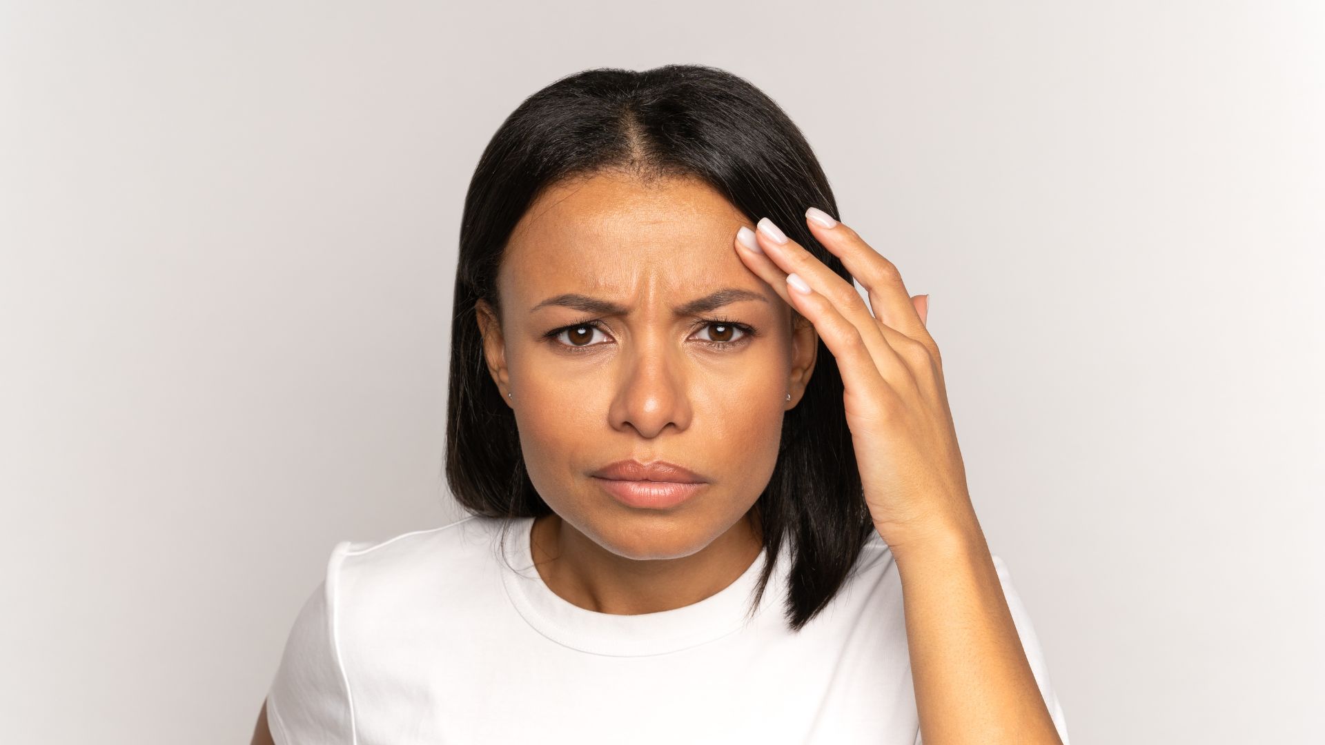 woman with concern looking face